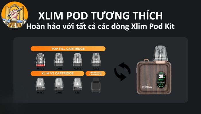 Oxva Xlim SQ Pro có nhiều lựa chọn đầu pod để bạn có thể thay đổi theo nhu cầu