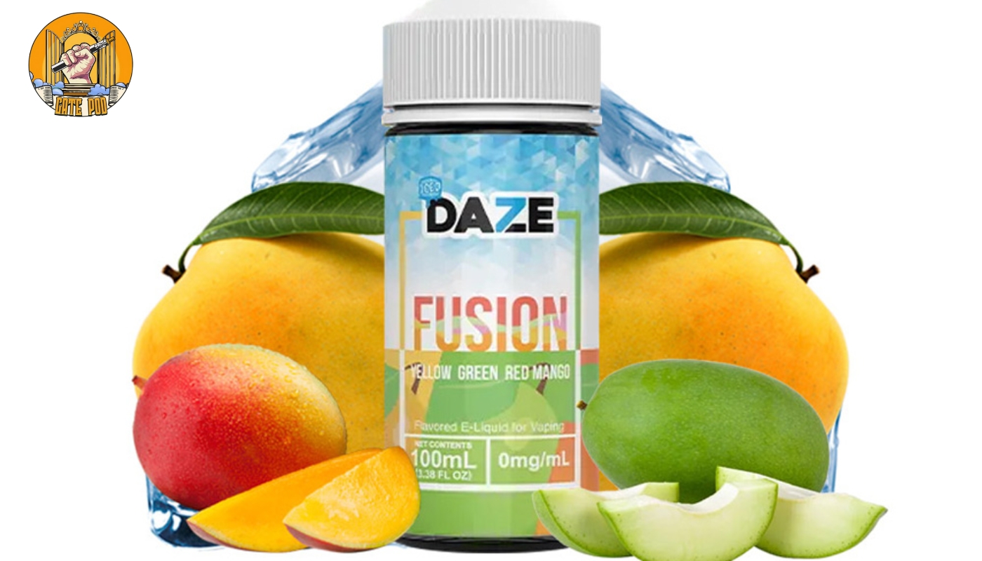 Juice Freebase 7Daze Fusion Yellow Green Red Mango phù hợp để bắt đầu ngày mới