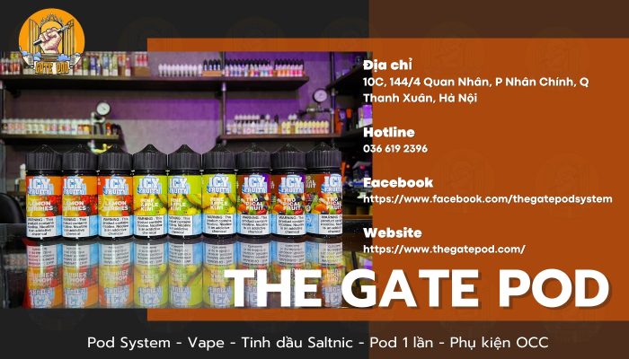 The Gate Pod là store chuyên cung cấp full line tinh dầu Icy Fruity chính hãng, giá tốt
